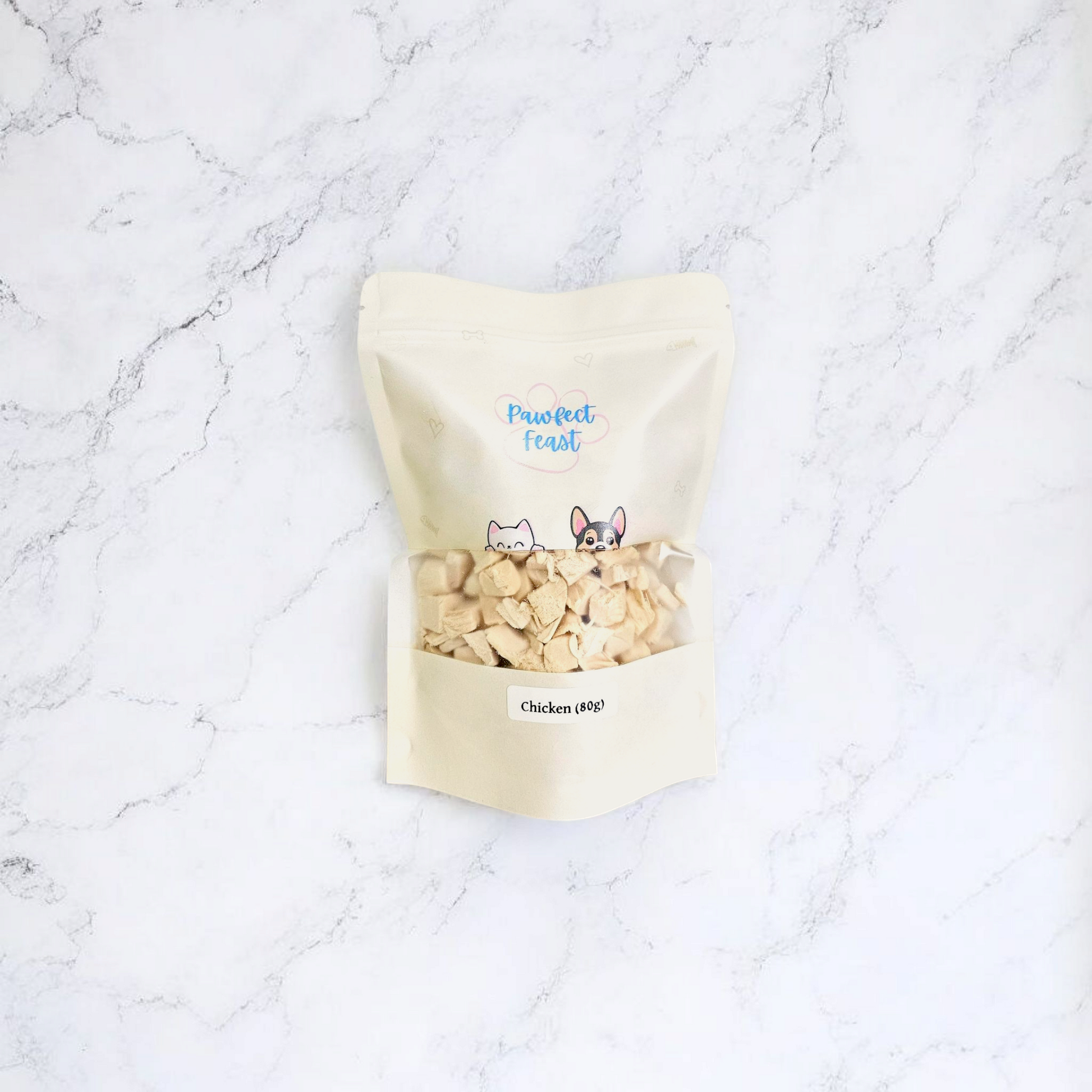 Freeze-dried chicken cubes for dogs and cats, 80g bag, Pawfect Feast
